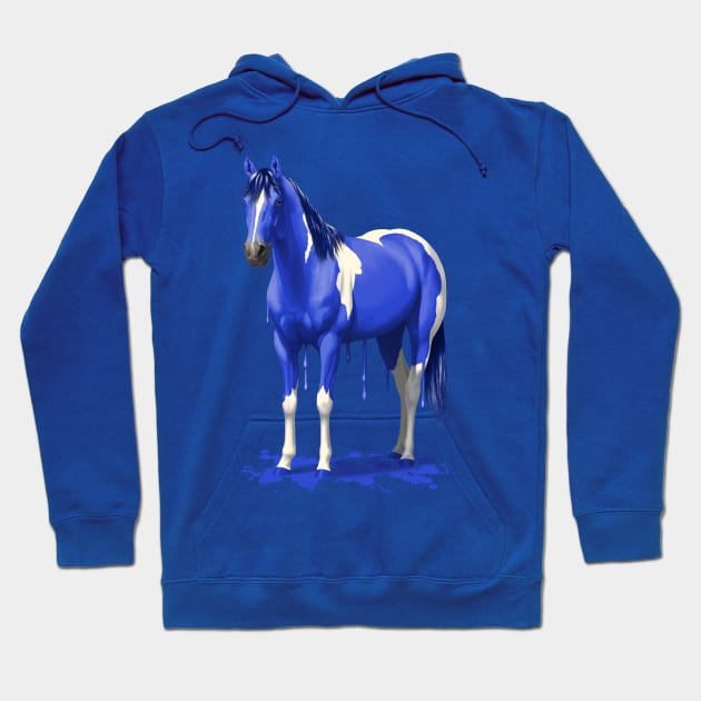 Bright Royal Blue Pinto Wet Paint Horse Hoodie by csforest